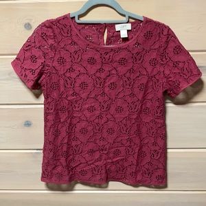 LOFT sz small lace overlay shirt